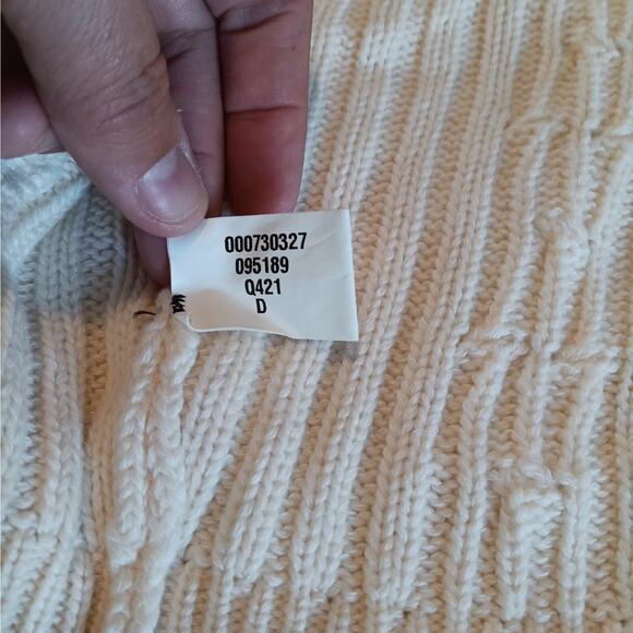 Chanel Cardigan Sweater 40 Small Ivory Cable Knit Fringe Trim Cashmere Cotton - Picture 9 of 14